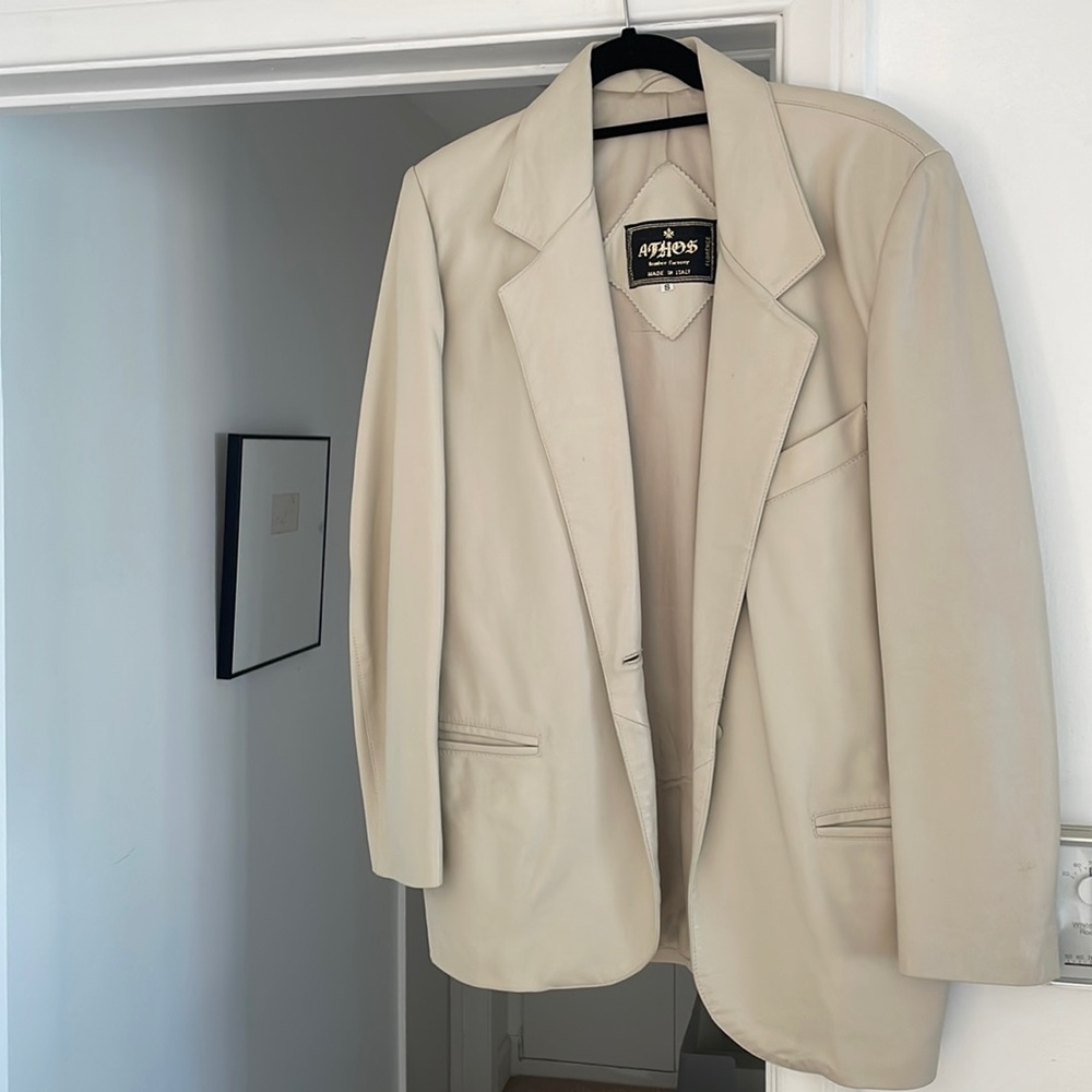 Athos Cream Leather Jacket MADE IN ITALY